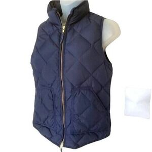 J.Crew Womens Puffer Vest Quilted Down Filled Cozy Lightweight Navy Blue XS